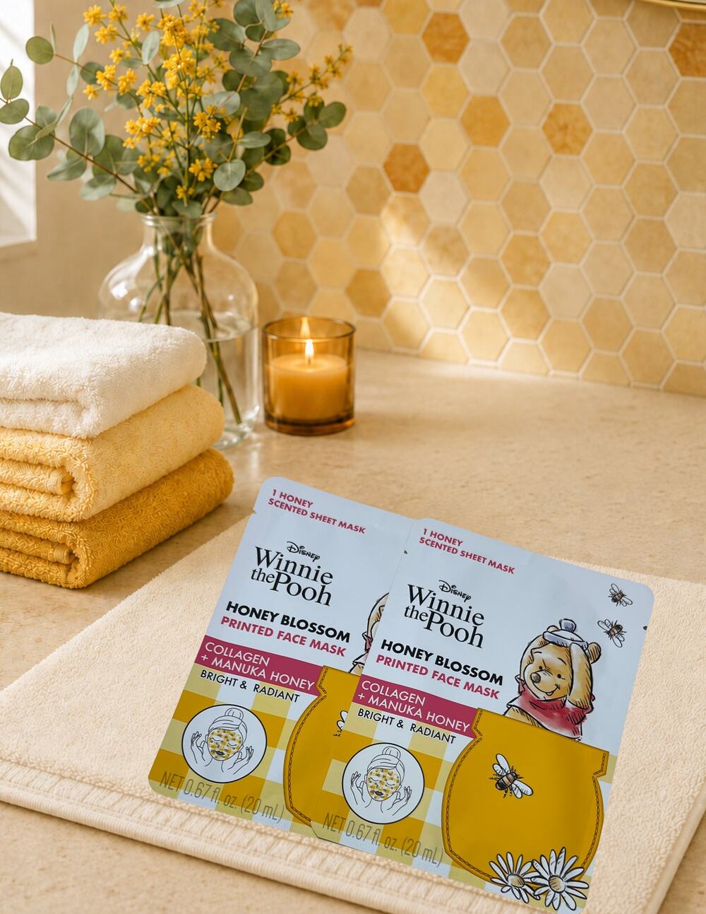Disney Winnie the Pooh Honey Infused Printed Sheet Face Masks Set of 2 NEW
